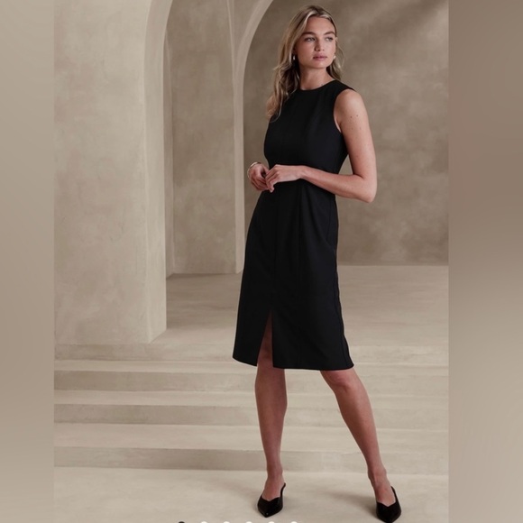 Banana Republic Black Knee length Sheath Dress Sz-8 - Picture 1 of 12